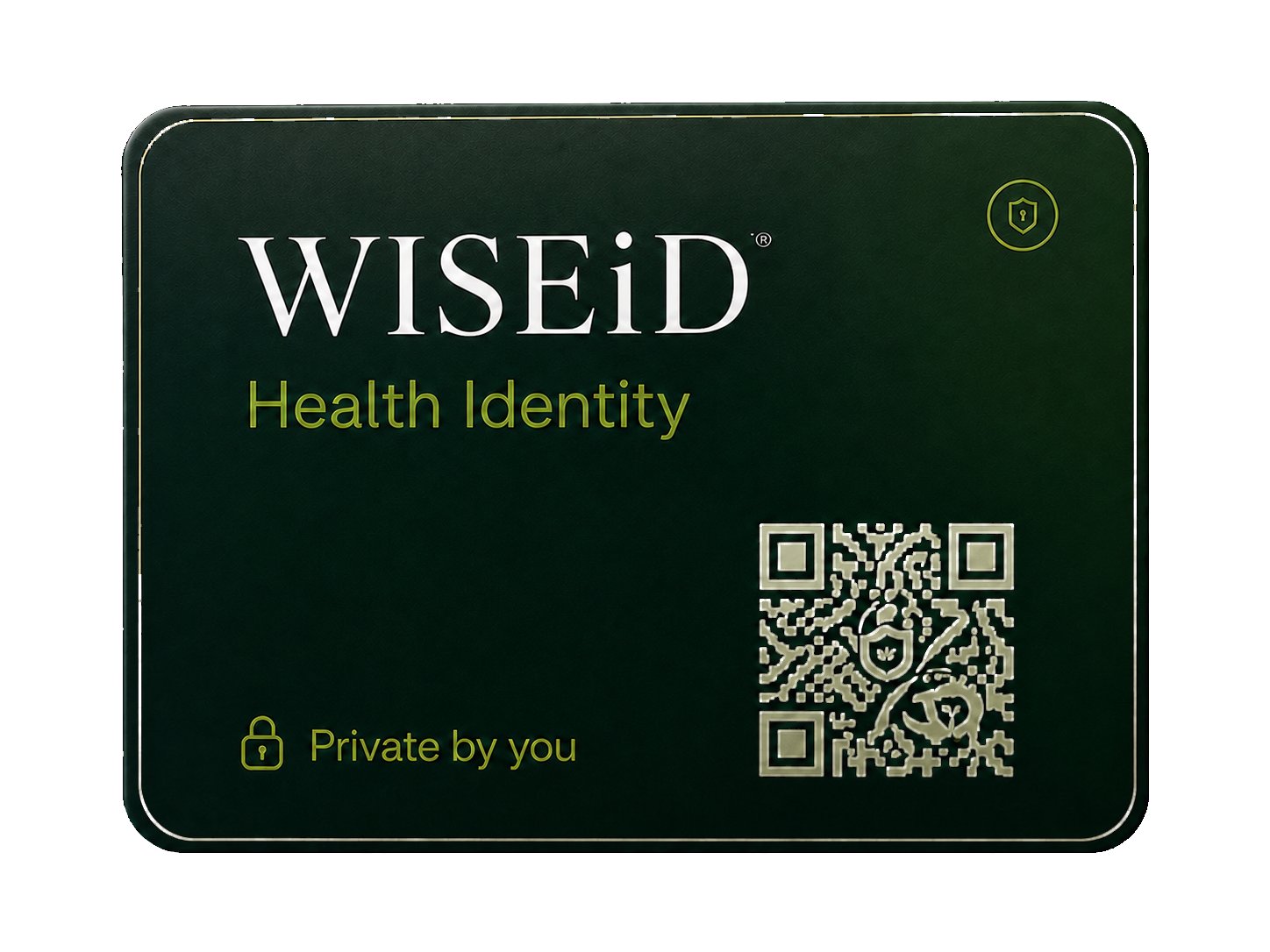 WISEiD Health Identity card with QR code and Private by you label