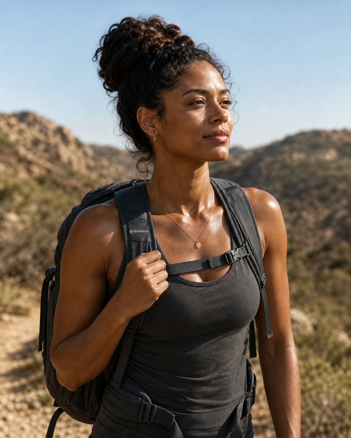 Jordan outdoors in a bright mountain environment.